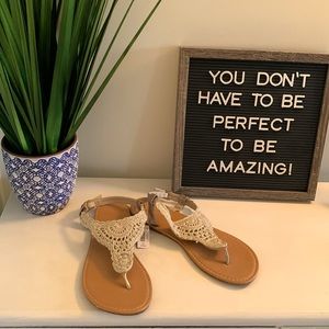 Torrid Sandal size 11, Ivory Crocheted Gladiator